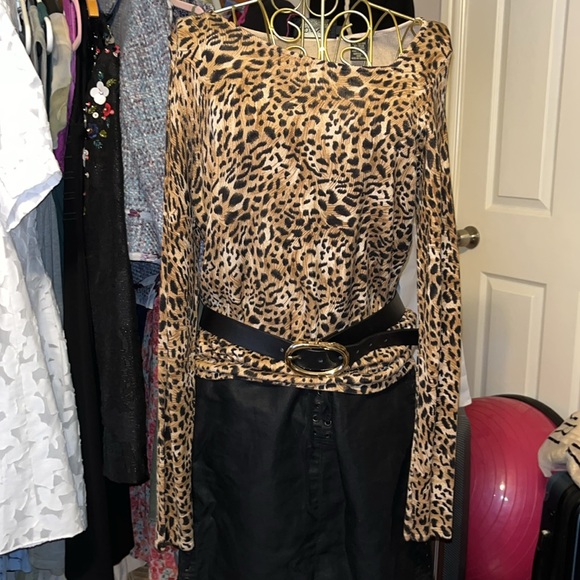 Dana Buchman Tops - VTG Dana Buchman vintage glamour,  leopard asymmetrical neckline
